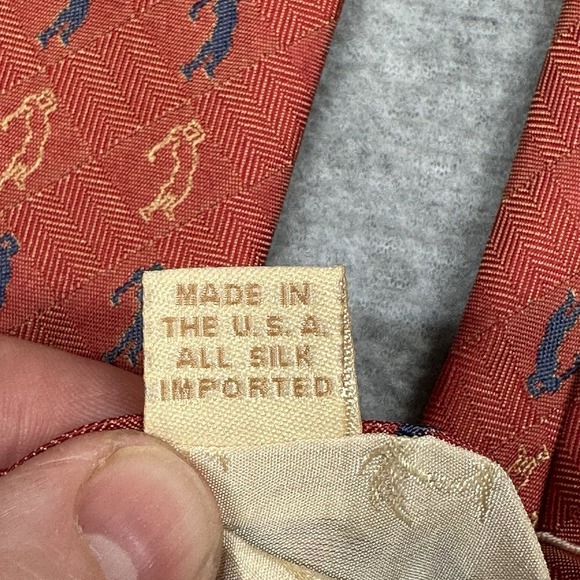 Tommy Bahama Mens Neck Tie Coral Orange Blue Golf 100% Silk Made In USA - Picture 4 of 5
